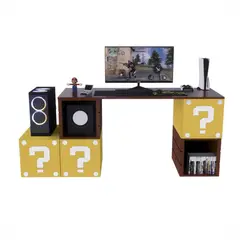 MOVENDA - Escritorio Gamer Mario NR 01 200cm Cerezo con Amarillo