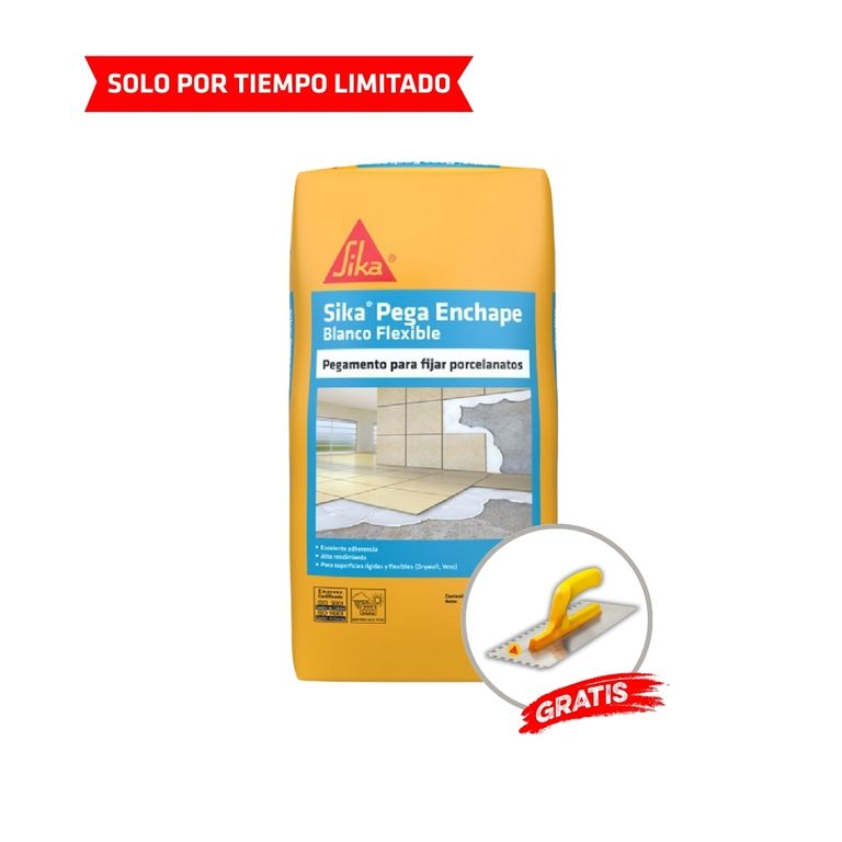 Pegamento para porcelanatos Pega Enchape Blanco Flexible x 25Kg