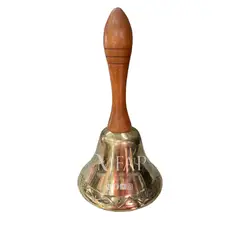 MFAP BRONCERIA Y ANTIGUEDADES - Campana en bronce con mango de madera 21 cm de alto