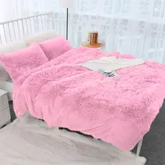 GENERICO - EDREDON QUEEN PELUCHE PELO CORTO Palo Rosa