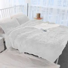 GENERICO - EDREDON DOS PLAZAS PELUCHE PELO CORTO blanco