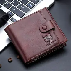 BULLCAPTAIN - - Billetera de Cuero Mate QB-038-H-CF Café