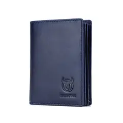 BULLCAPTAIN - - Billetera de Cuero Mate QB-017-BL Azul