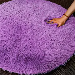 GENERICO - Alfombra peluche largo CIRCULAR 100mx100m lila