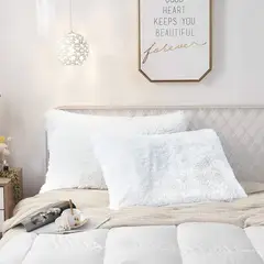 GENERICO - Funda de almohada peluche corto 50cmx90cm blanco