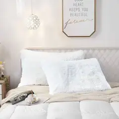 GENERICO - Funda de almohada peluche largo 50cmx90cm blanco