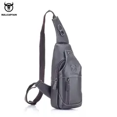 BULLCAPTAIN - - Mochila Cruzada de Cuero Mate XB-019-GR Gris
