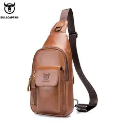 BULLCAPTAIN - - Mochila Cruzada de Cuero Mate XB-121-BR Marrón
