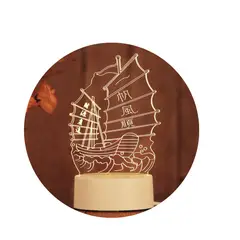 GENERICO - Lámpara de escritorio y luz nocturna diseño 3D carga USB Barco.