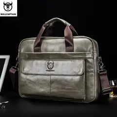 BULLCAPTAIN - - Maletín de Cuero Mate GWB-046-CYA Gris