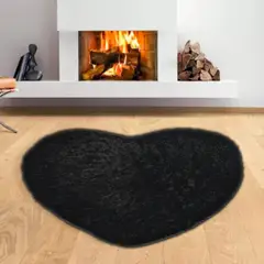 GENERICO - Alfombra peluche largo CORAZON 100mx100m negro