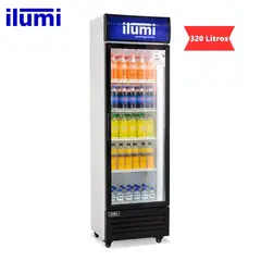 ILUMI - Exhibidor Vertical 320 Lts 1 Puertas Vidrio Blanco - BC-3200