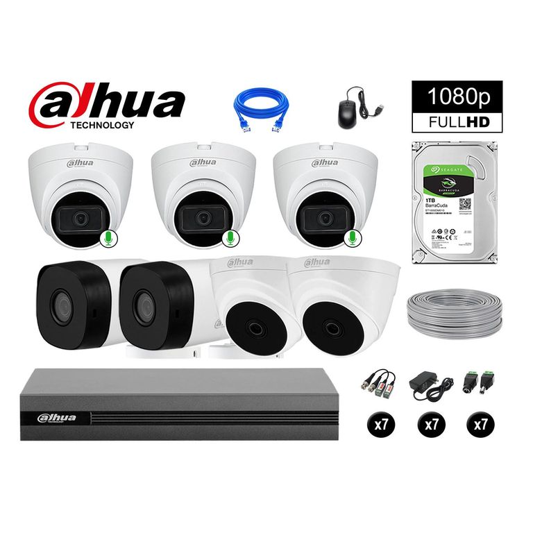 CÁMARAS SEGURIDAD KIT 7 FULL HD 03 CAMARA CON AUDIO INCORPORADO 1TB