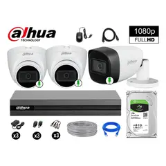 DAHUA - Kit de Cámaras Seguridad Full HD 1080P con Audio Disco Duro 1TB