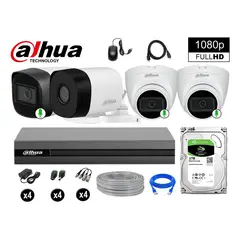 DAHUA - CÁMARAS SEGURIDAD KIT 4 FULL HD 3 CAMARA CON AUDIO INCORPORADO 1TB