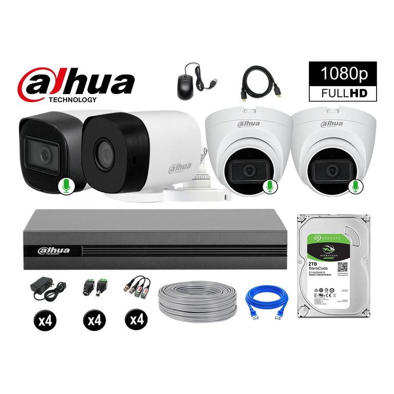 CÁMARAS SEGURIDAD KIT 4 FULL HD 3 CAMARA CON AUDIO INCORPORADO 2TB