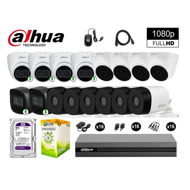 CÁMARAS SEGURIDAD KIT 16 FULL HD 6 CAMARA CON AUDIO 2TB