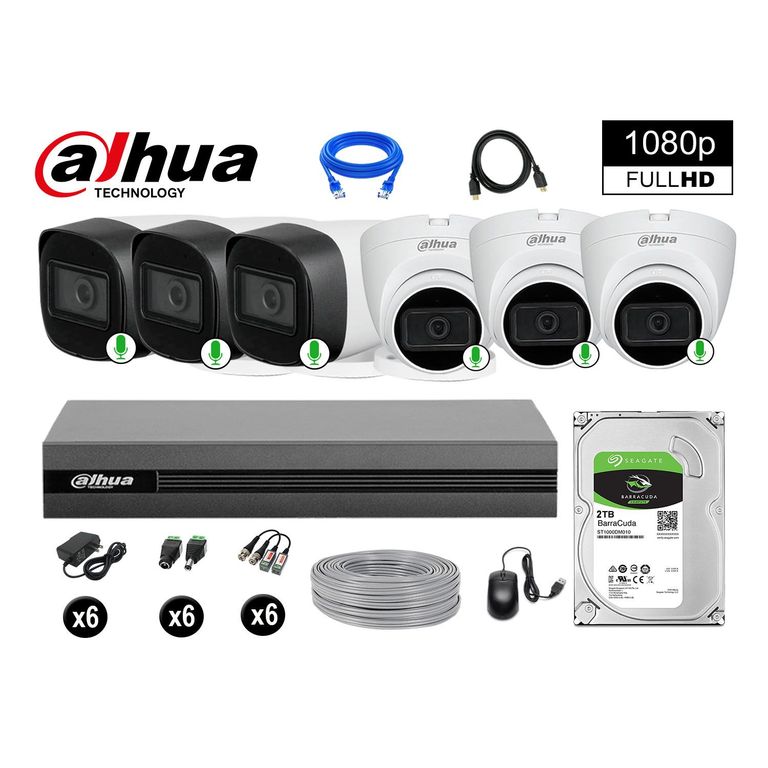 CÁMARAS SEGURIDAD KIT 6 FULL HD 1080P CON AUDIO INCORPORADO 2TB
