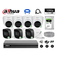 DAHUA - CÁMARAS SEGURIDAD KIT 7 FULL HD 1080P CON AUDIO INCORPORADO 1TB