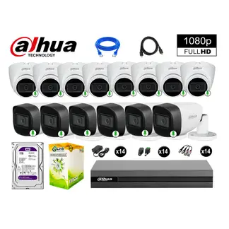 DAHUA - CÁMARAS SEGURIDAD KIT 14 FULL HD 1080P CON AUDIO INCORPORADO 1TB