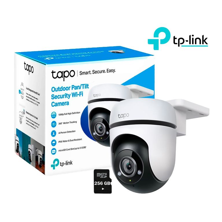 Cámara de Seguridad Tp-Link Tapo C500 Full HD 2MP Wi-Fi Exterior Gira 360 + SD 256GB