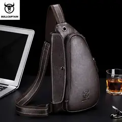 BULLCAPTAIN - - Mochila Cruzada de Cuero Mate XB-125-CF Café