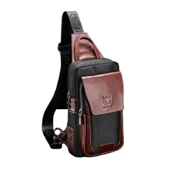 BULLCAPTAIN - - Mochila Cruzada de Cuero Mate XB-9999-CF Café