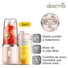 DEERMA - Licuadora Inalámbrica Portatil Acero Inoxidable 400 ml