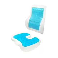 GENERICO - Duo Cojín Asiento respaldar Lumbar Viscoelastico Gel con Funda
