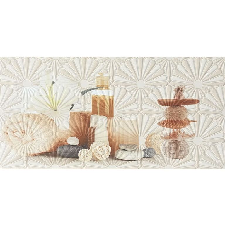 Abanico decorado hueso 30x60 cm - unidad - Mayólica Importada