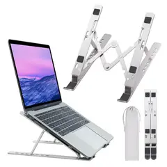 GENERICO - Soporte Plegable Base de Aluminio para Laptop Macbook Notebook Tablet