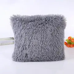 GENERICO - Cojín cuadrado peluche plomo