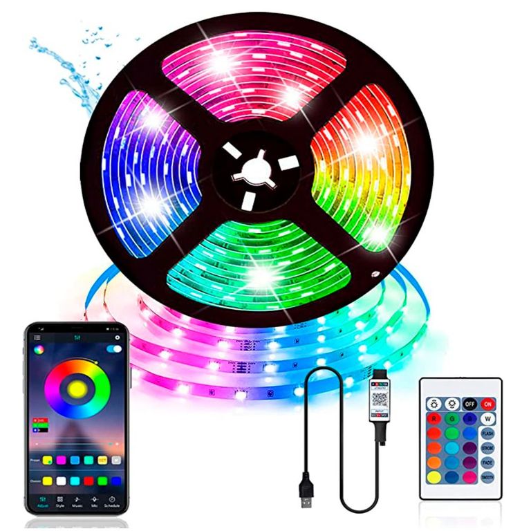 Tira Cinta Led Multicolor RGB 5M APP y Control Remoto Para Decoraciòn