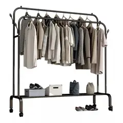 GENERICO - Estante Organizador Ropa Perchero Con Ruedas PB NEGRO