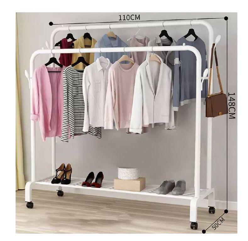 Estante Organizador Ropa Perchero Con Ruedas PB BLANCO