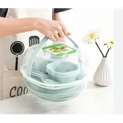 GENERICO - Set de vajilla y cubiertos para Picnic 26 piezas verde agua