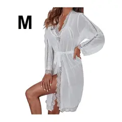 GENERICO - Sexy lencería babydoll transparente - Blanco M