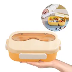 ELMEJORPRECIO - Táper hermético lonchera portátil 3 divisiones M2 Amarillo