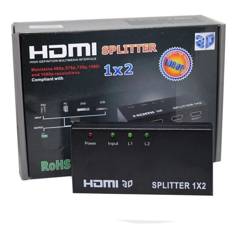 Splitter Divisor Repartidor HDMI 1X2 4K 2K FULL HD 1080p