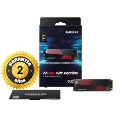 SAMSUNG - Disco Solido 990 Pro 1tb M.2 Nvme Ps5 Pc PCI 4.0 + disipador