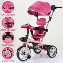 VOYAGE - Triciclo Guiador 3 En1 «VENECIA TRAVEL» Pink