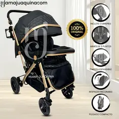 BEAUTIFUL - COCHE CUNA DE LUJO «MILOS GOLDEN» BLACK