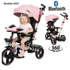 BABY HAPPY - Triciclo para Niños Asiento Giratorio Golden 2025 Rosado