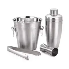 INSPIRA - Set de Bar 4 piezas Coctelera, Hielera, Onzera y Pinza