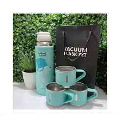 GENERICO - Termo 500ml de Osos Escandalosos + 3 Tazas+Caja VERDE
