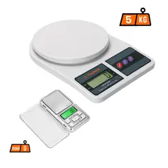 TRUPER - Balanza para cocina de plastico 5kg y balanza de bolsillo 500g