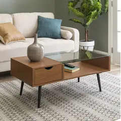 VENTITAS HOME - Mesa de Centro Vidrio Suiza Espresso