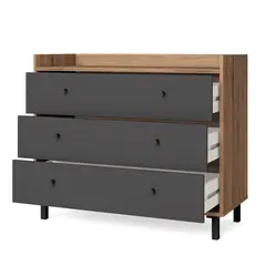 DIBA MUEBLES - Cómoda 3 Cajones Talmah Nogal DIBA Muebles
