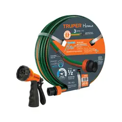 TRUPER - Combo manguera 20 metros + pistola de riego 8 funciones