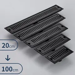PUREPOWER - Desagüe Ducha Piso Acero Inoxidable 304 Negro Mate 10x 50cm